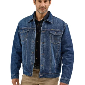 Manteau Western en jeans avec doublure de Sherpa - Homme
