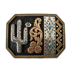 Boucle de ceinture Cactus et turquoises