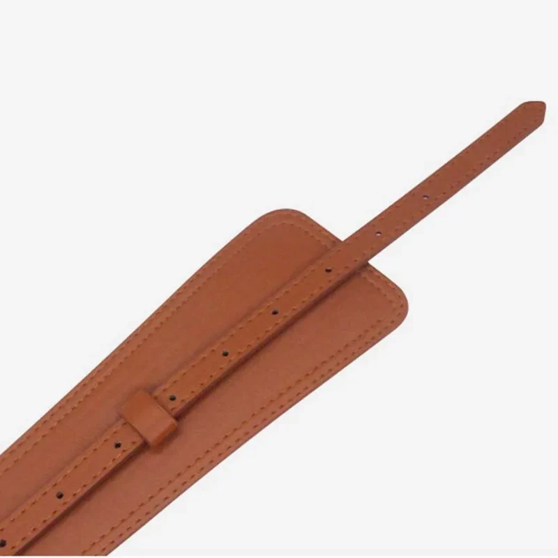 Ceinture Large Taille Haute En Cuir Marron Pour Robe – Image 5