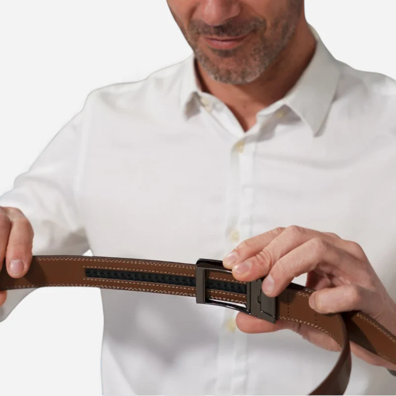 Ceinture Cuir Marron Automatique Homme – Image 5
