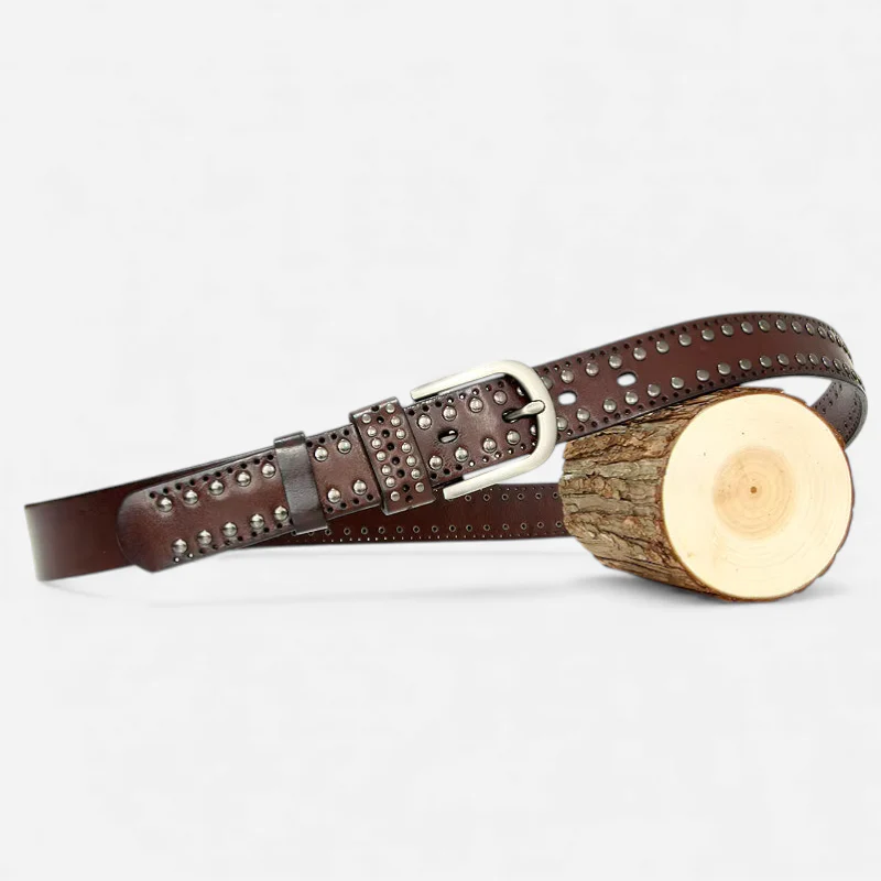Ceinture Clouté Femme Cuir Marron – Image 8
