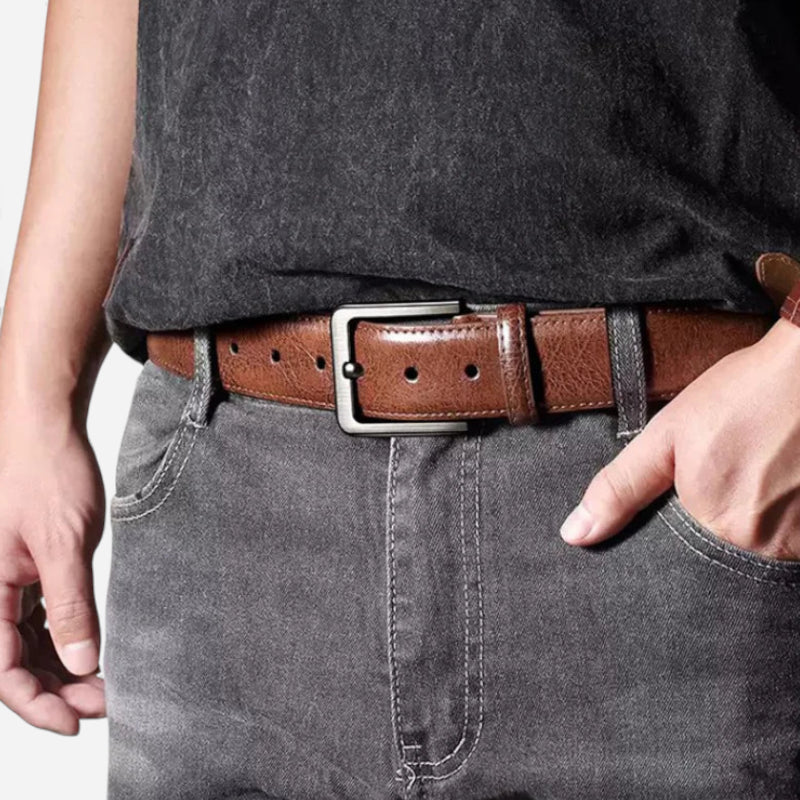 Ceinture Cuir Vernis Marron Homme – Image 8