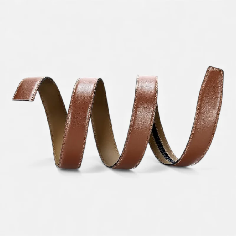 Ceinture Cuir Marron Boucle Automatique Argentée Homme – Image 6