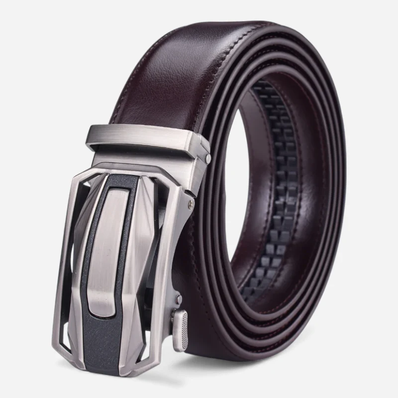 Ceinture Automatique Cuir Véritable Bordeaux Costume Homme - Automatique