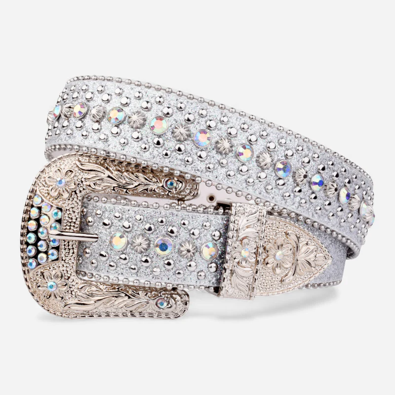 Ceinture Bijoux Strass Boucle Blanche et Argentée Femme et Homme – Image 2